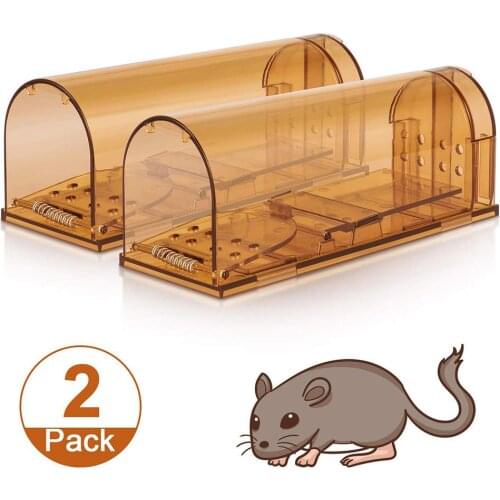 2Pcs Transparent Reusable Mouse Trap Rodent Mice Live Catcher Small Animals Cage It contains air holes in the construction,allow