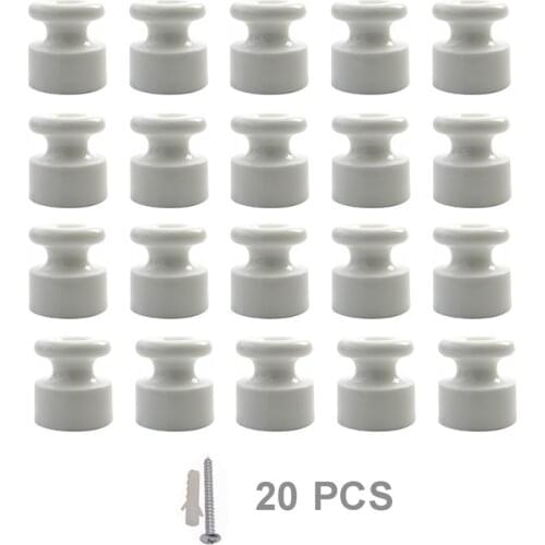 20Pcs/set Ceramic Insulator Porcelain Shackle Insulator for Retro Wiring