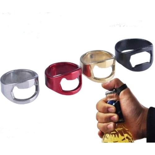500pcs Stainless Steel Ring Bottle Opener Creative Beer Bottle Opener Finger Ring Bottle Opener Kitchen Tool
