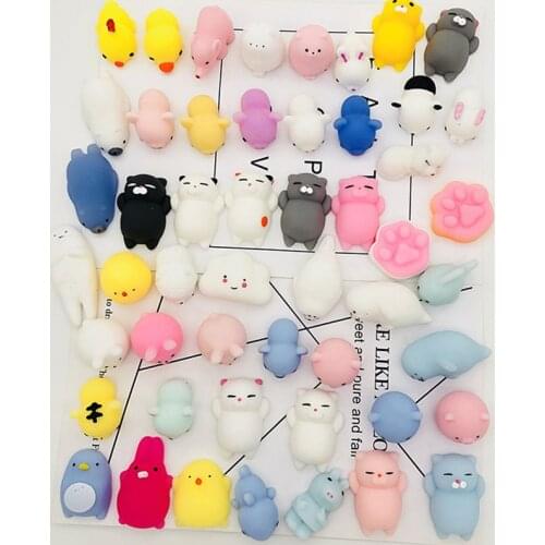60Pcs All Different Cute Mochi Squishy Cat Slow Rising Squeeze Healing Fun Kids Adult Toy Stress Reliever Decor