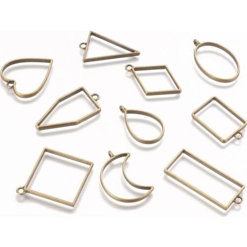 DIY accessories UV crystal silicone mold Jewelry pendant geometric shape metal frame set