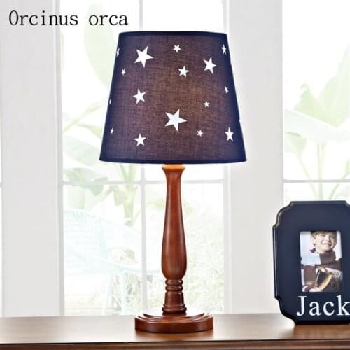 American Creative Star Children desk lamp boy bedroom bedside lamp cartoon character LED solid wood decorative table lamp