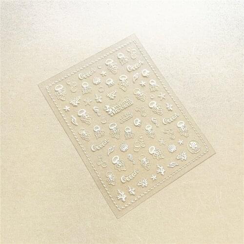 CC-012 CC-011 Jellyfish stars moon love seahorse coral 3D Back glue Nail Art Stickers Decals Sliders Nail ornament decoration