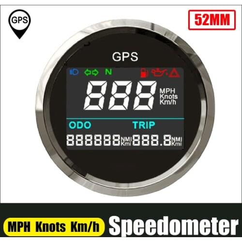 Digital 52mm GPS Speedometer Odometer 316 Stainless Steel Adjustable Speed Gauge 0~999 Mph Knots Km/h For Car Motorcycle Boat