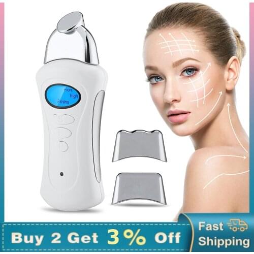 Electric Mini USB Beauty Instrument Micro-current Ion galvanic Handheld Spa face lift Device 3 Massage Heads Facial Care Tool