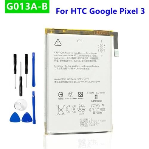 G013A-B 2915mAh Battery For HTC GOOGLE PIXEL 3 G013B G013A Phone Latest Production High Quality Battery + Free Tools