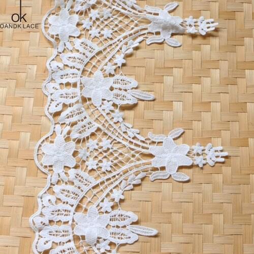 2 YARD hot sale Garment accessories DIY spot milk silk barcode embroidery lace bilateral small flower water soluble lace