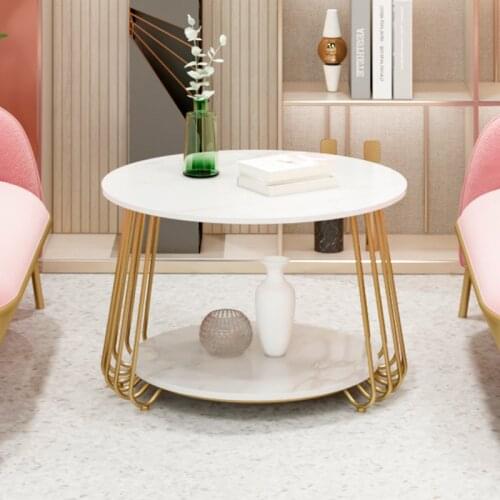 Ins light luxury iron sofa several corners modern simple round several Nordic living room double marble coffee table