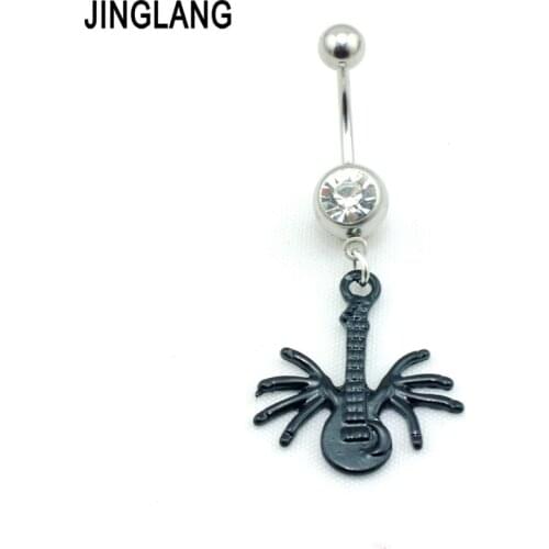 Free Shipping Fashion Belly Button Rings Black Guitar Style Stainless Steel Navel Rings Piercing Jewelry