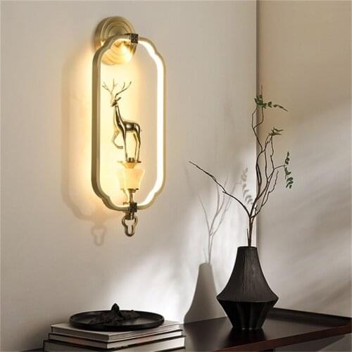 OUFULA Indoor Wall Lamps Fixture LED Brass Luxury Modern Bedroom Wall Light Sconces for Home Living Room Office