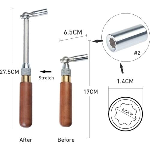 L-shape Durable Piano Star Tip Wrench Wooden Handle Tool with Carrying Bag