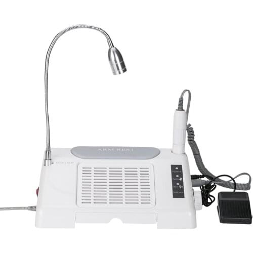 Oakmoss 3in1 Salon Expert Nail Machine Workbench 35000rpm Nail Drill with 7W LED Desk Lamp Dust Collector Cleaner