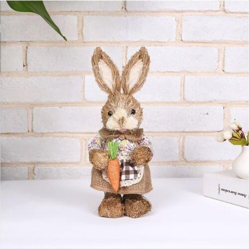 Cute Straw Rabbit Bunny Easter Decorations Holiday Home Garden Wedding Ornament Photo Props
