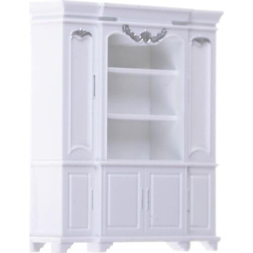 1pc 60*20*67mm Dollhouse Miniature Furniture Multifunction Plastic Cabinet Bookcase White