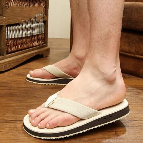 Men Summer Flip Flops Plus Size Casual Flat Shoes Beach Sandals Slip Resistant Slippers