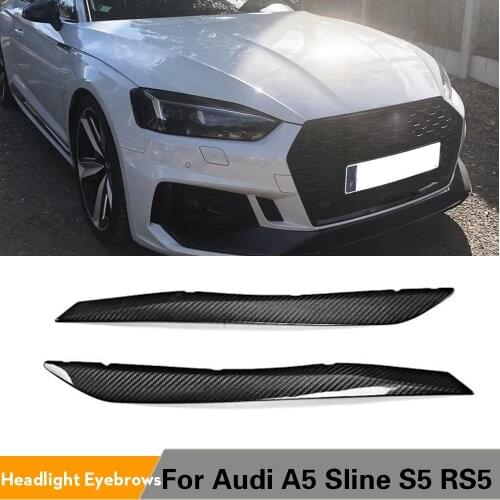 Dry Carbon Fiber Pure Carbon Dry FRP Headlight Eyebrows Sticker Decoration Trim for AUDI A5 S5 RS5 2017 2018