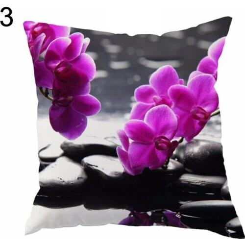 Cushion Cover Orchids Stone Print Home Decorative Throw Vintage Square Shape Pillow Case Cover