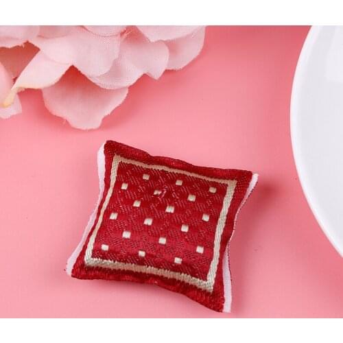 New 1:12 Miniature Red blue Square Pillow Doll House Turkish Square Pillow Miniature Dollhouse Bedroom Furniture Accessories