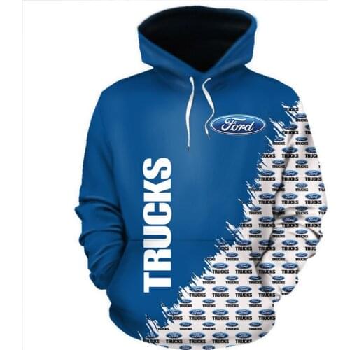 2021 New Mens Spring and Autumn Ford Logo 3D Printing Hoodie Casual Fashion Harajuku Hoodie