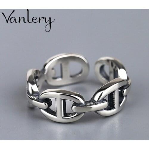 New Trendy Personality Punk Link Chains Rings For Women Lady Resizable Size Rings Party Jewelry Charm Gifts