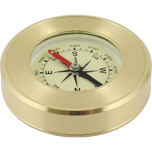 New Outdoor Mini Exquisite Hardcover Brass Copper Compass Navigation Camping Hiking Travel Emergency Survival Tools Compass