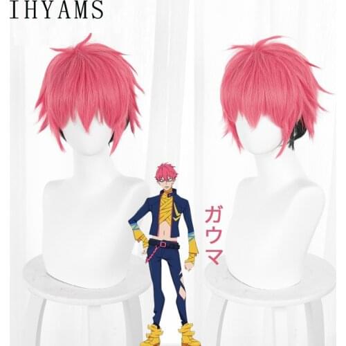 SSSS.DYNAZENON Gauma Wig anime DYNAZENON Cosplay Wigs Short Synthetic Hair Pink to Dark Blue Color Cos Props + Wig Cap