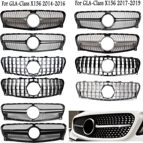 Car Front Racing Billet Bumper Grille Upper Facelift Grills For Mercedes Benz GLA Class X156 2014 2015 2016 2017 2018 2019 2020
