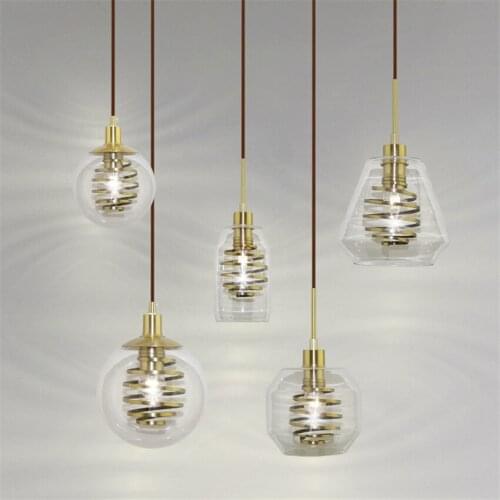 Nordic Brass Glass Aquarium Pendant Lights Restaurant Bedside Table Hanging Lights Bar Front Lamps Modern Designer Lighting