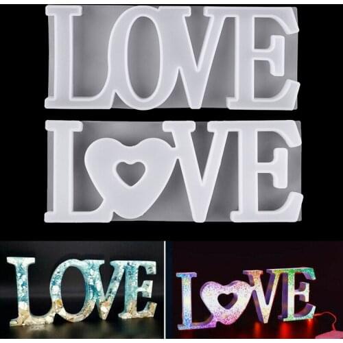 DIY LOVE Sign Crystal Resin Casting Mold Silicone LOVE Jewelry Gypsum Ornament Modeling Mold for Table Decoration Handicraft