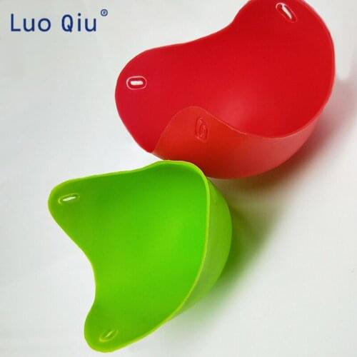 Silicone Egg Poacher Cook Poach Pods Kitchen Cookware Poached Baking Cup Gadget Egg Mold Boiler Cup 2 pcs/Lot Red and Green