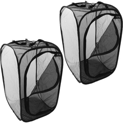 2 Pcs Foldable Insect and Butterfly Habitat Net Terrarium Breeding Cage Tall