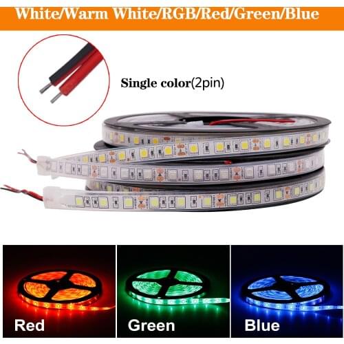 LED Strip 5M 12V 5050 Flexible Led Stripe 60LED/m RGB / White / Warm White / Blue / Green / Red Ledstrip Waterproof Ribbon Diode