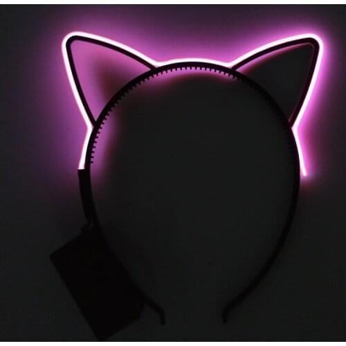 Luminous LED Cat Ears Hair Band Cosplay Party Hair Accessories Neon Light Baby Headband For Christmas 2021