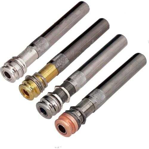 1Pcs Brass 6.35 Threaded Cylinder Strap End Pin EndPin Jack Socket With Long Threaded bushing Sleeve for electric Guitar parts