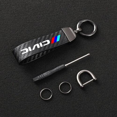Car High-end sports customized carbon fiber leather keychain jewelry for Honda civic 8th 10th 7 9 2020 2017 2018 2019 2016 Car