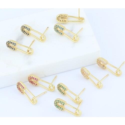 Punk Pin Safety Earrings For Women Zirconia Paperclip Sparking Bling European Unique Earring Accessories Jewelry Gift Bijoux