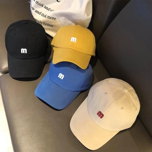 INS Ladies Hat Korean Version of The Trendy Simple M Letter Baseball Caps Fashion All-match Curved Eaves Sunshade Mens Cap