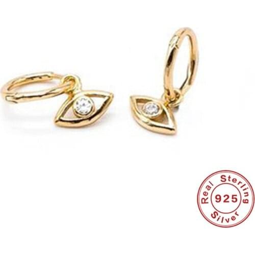 100% Real S925 Sterling Silver Cz Zircon Eye Earrings For Women Gifts Creative Luxury Fashion 2020 New Jewelry Wholesale