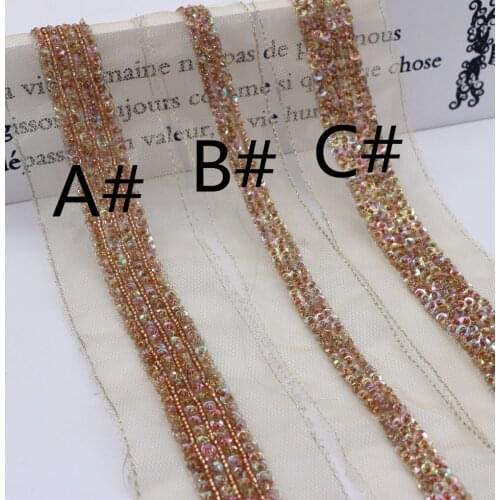 10yards/lot handmade bridal rhinestone wedding crystal sash belt trimming sequin pearl applique embroidery accessories 1024-14