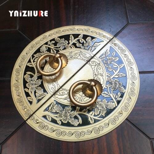 110mm Chinese Antique Furniture Cabinet Drawer Handle Copper Circular Pattern
