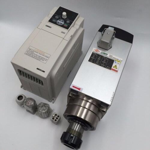 4.5KW ER32 Air-cooled AC220V CNC Spindle Motor 18000rpm + 5.5KW 220V VFD Driver Inverter for CNC Woodworking
