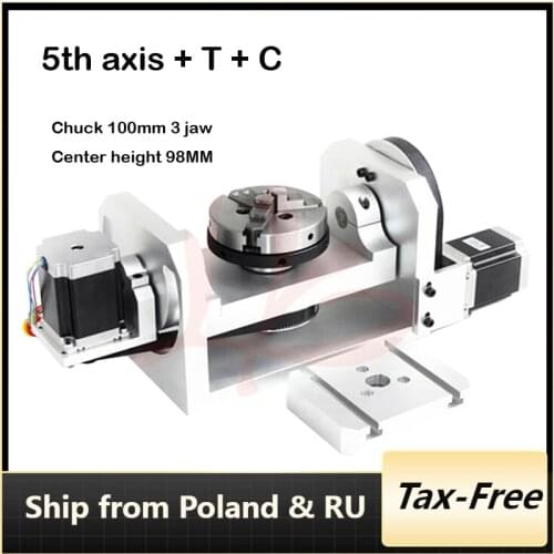 CNC 4th Axis / 5th Axis ( A Aixs, Rotary Axis ) with Chuck 100mm 3 Jaw for CNC Router