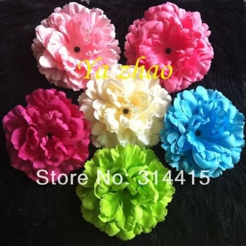 5" Large soft petal peony flower, DIY Peony Hair flower 11colors in stock, 48pcs/lot, Free shipping