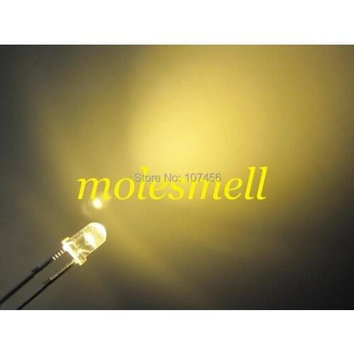 50pcs 3mm Ultra Bright warm white LED for 50 free resistors 3mm light-emitting diode 3mm water clear round warm white led