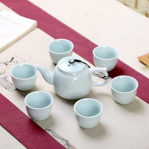 7pcs chinese Tea Set Ceramic Kungfu Teapot Porcelain Teaset Tea Cups Ceremony for black/puer/green/white cha,good gifts
