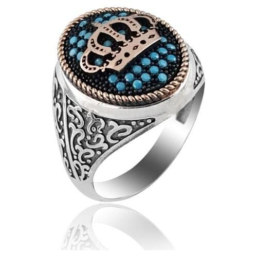 925 Silver Crown Printed Men Rings Resurrection Ertugrul Ring