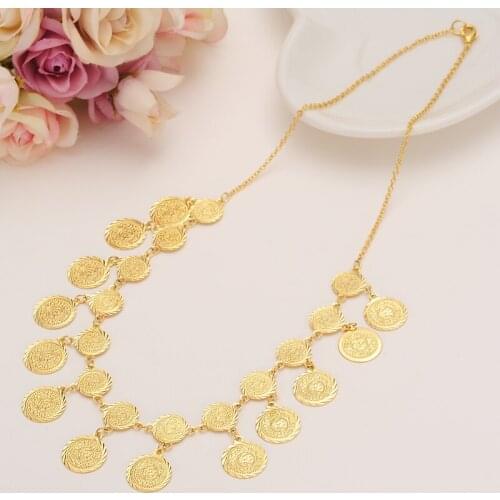Bangrui 45CM Metal Coin Necklaces for Women,Gold Color Arab Coins Jewelry,African Fashion Jewellery Middle Eastern