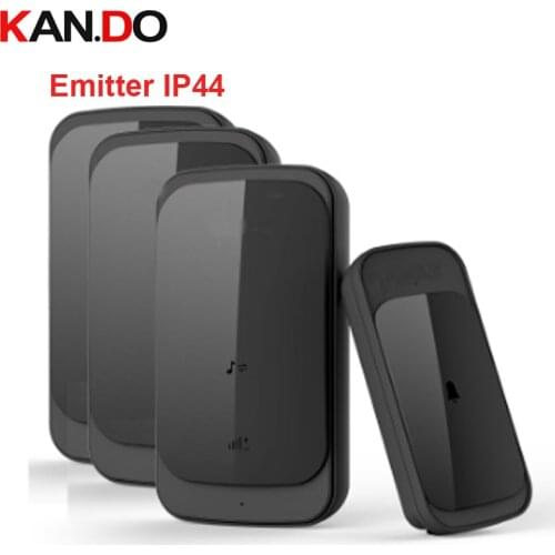 US sytle plug 3 receivers option IP44 waterproof emitter max. 350meter ring ring touch panel doorbell wireless door bell