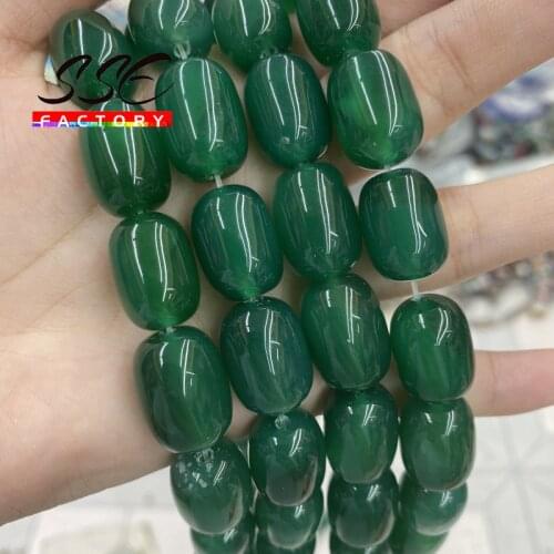 Natural Green Agates Drum Barrel Shape Beads Semi-Finished Handmade Bracelet Bead Accessories For Jewelry Making 13x18mm 10x14mm