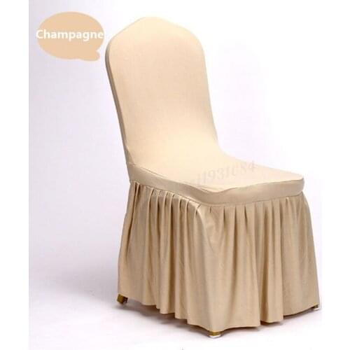 Wedding Chair Cover Solid Colors Polyester Spandex Chair Covers For Wedding Party Banquet Skirt Hem Chair Cover Hotel Decoration